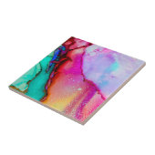 Roze Groen Paarse Moderne Abstracte Waterverf Tegeltje (Zijkant)