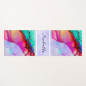 Roze Groen Paarse Moderne Abstracte Waterverf Yogamat (Voorkant (horizontaal))