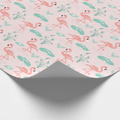 Roze groen palm blaast tropisch cadeaupapier (Hoek)