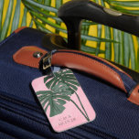Roze Groen Palmblad Gepersonaliseerde Bruiloft Ini Bagagelabel<br><div class="desc">Roze Groen Palmblad Gepersonaliseerde Bruiloft Initialen Bagagelabel</div>