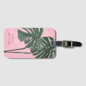 Roze Groen Palmblad Gepersonaliseerde Bruiloft Ini Bagagelabel (Voorkant (horizontaal))