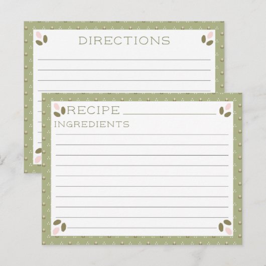 Roze & Groen Patroon Recept Kaarten Feestdagenkaart (Voorkant / Achterkant)