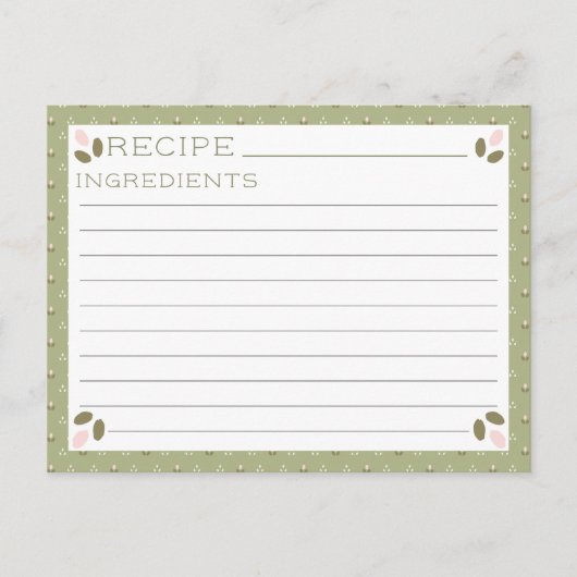 Roze & Groen Patroon Recept Kaarten Feestdagenkaart (Voorkant)