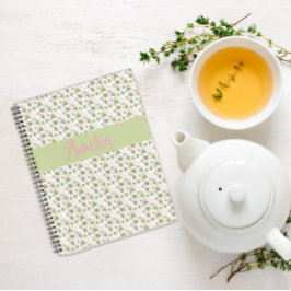 Roze groen patroon waterverf bloemnotitieboek notitieboek