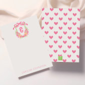 Roze & Groen Pickleball Paddle Monogram Crest Bedankkaart