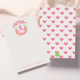 Roze & Groen Pickleball Paddle Monogram Crest Bedankkaart