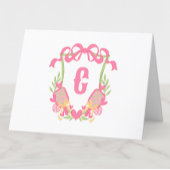 Roze & Groen Pickleball Paddle Monogram Crest Bedankkaart