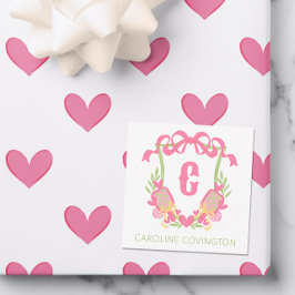 Roze & Groen Pickleball Paddle Monogram Crest Gift Notitiekaartje