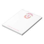 Roze & Groen Pickleball Paddle Monogram Crest Notitieblok (Linkerzijde)