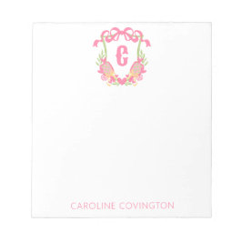 Roze & Groen Pickleball Paddle Monogram Crest Notitieblok