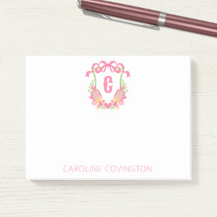 Roze & Groen Pickleball Paddle Monogram Crest Post-it® Notes