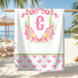 Roze & Groen Pickleball Paddle Monogram Crest Strandlaken
