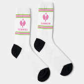 Roze Groen Pickleball Paddles Gepersonaliseerd Tea Sokken (Rechts)