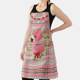 ROZE & GROEN PLAID MET ROZE FLAMINGO'S & ORNAMENTE SCHORT