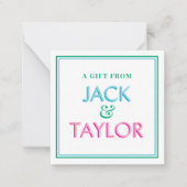 Roze & Groen Preppy Gepersonaliseerde Verwant Gift Notitiekaartje (Voorkant)