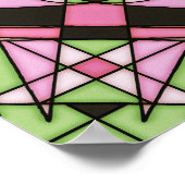 Roze & Groen Psychedelische Kaleidoscoop Mandala Poster (Hoek)