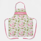Roze Groen Retro Bakken Schort (Voorkant)