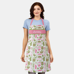 Roze Groen Retro Bakken Schort