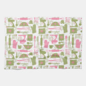 Roze Groen Retro Bakken Theedoek (Horizontaal)