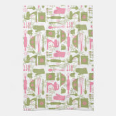 Roze Groen Retro Bakken Theedoek (Verticaal)