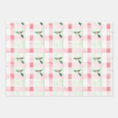 Roze Groen Retro Kerst Verpakking Papieren Bladen Inpakpapier Vel (Voorkant 2)