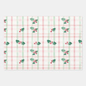 Roze Groen Retro Kerst Verpakking Papieren Bladen Inpakpapier Vel (Voorkant)