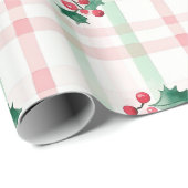 Roze Groen Retro Kerstverpakking Papier (Rol Hoek)