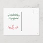 Roze Groen Retro Patroon Foto Kerst Briefkaart (Achterkant)