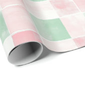 Roze Groen Retro Patroon Kerstmis Cadeaupapier (Rol Hoek)