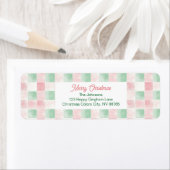 Roze Groen Retro Patroon Kerstmis Etiket (Insitu)