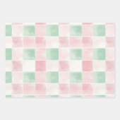 Roze Groen Retro Patroon Kerstmis Inpakpapier Vel (Voorkant 3)