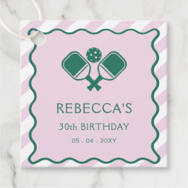 Roze Groen Retro Pickleball 30e verjaardag Bedankjes Labels