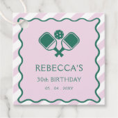 Roze Groen Retro Pickleball 30e verjaardag Bedankjes Labels (Voorkant)