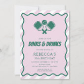 Roze Groen Retro Pickleball 30e verjaardag Kaart (Voorkant)