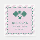 Roze Groen Retro Pickleball 30e verjaardag Servet (Voorkant)