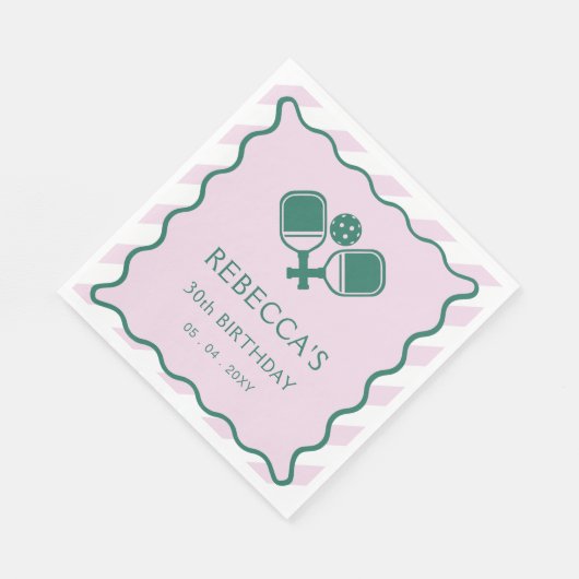 Roze Groen Retro Pickleball 30e verjaardag Servet (Hoek)