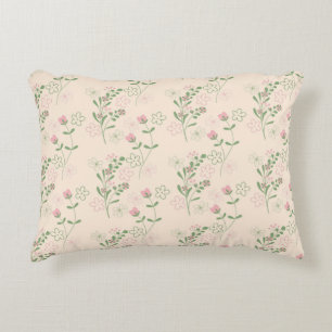 Roze Groen Retro Y2K 70s Bloempatroon Accent Kussen