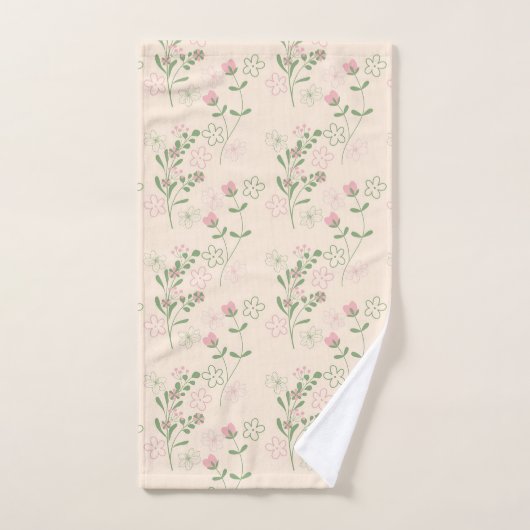 Roze Groen Retro Y2K 70s Bloempatroon Bad Handdoek (Handdoek)
