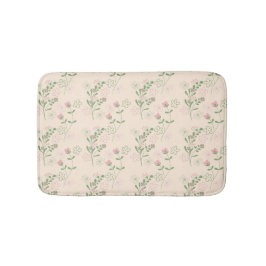 Roze Groen Retro Y2K 70s Bloempatroon Badmat