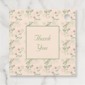 Roze Groen Retro Y2K 70s Bloempatroon Bedankjes Labels (Achterkant)