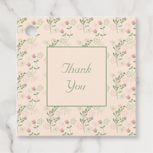 Roze Groen Retro Y2K 70s Bloempatroon Bedankjes Labels (Voorkant)