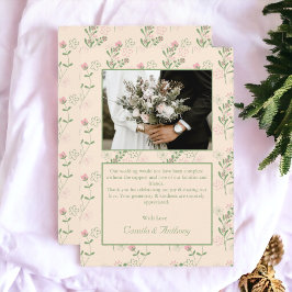 Roze Groen Retro Y2K 70s Bloempatroon Bedankkaart