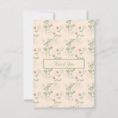 Roze Groen Retro Y2K 70s Bloempatroon Bedankkaart (Achterkant)