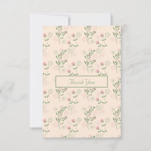 Roze Groen Retro Y2K 70s Bloempatroon Bedankkaart (Achterkant)