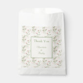 Roze Groen Retro Y2K 70s Bloempatroon Bedankzakje (Voorkant)