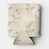 Roze Groen Retro Y2K 70s Bloempatroon Blikjeskoeler (Voorkant)