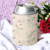 Roze Groen Retro Y2K 70s Bloempatroon Blikjeskoeler