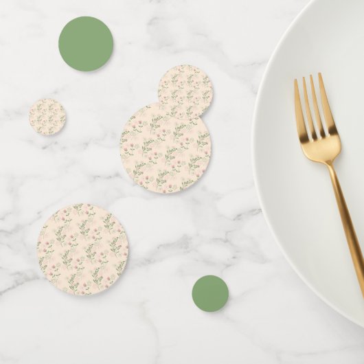 Roze Groen Retro Y2K 70s Bloempatroon Confetti (Groep)