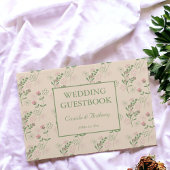 Roze Groen Retro Y2K 70s Bloempatroon Gastenboek