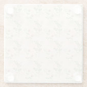 Roze Groen Retro Y2K 70s Bloempatroon Glazen Onderzetter (Achterkant)